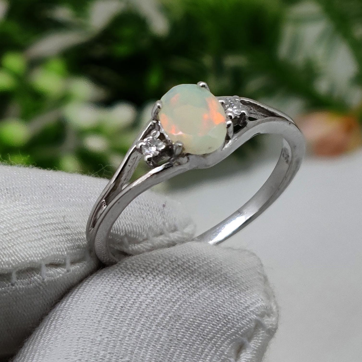 Ethiopian Opal Cut Sterling Silver Ring, Handmade Gemstone Unique Anniversary Gift for Her