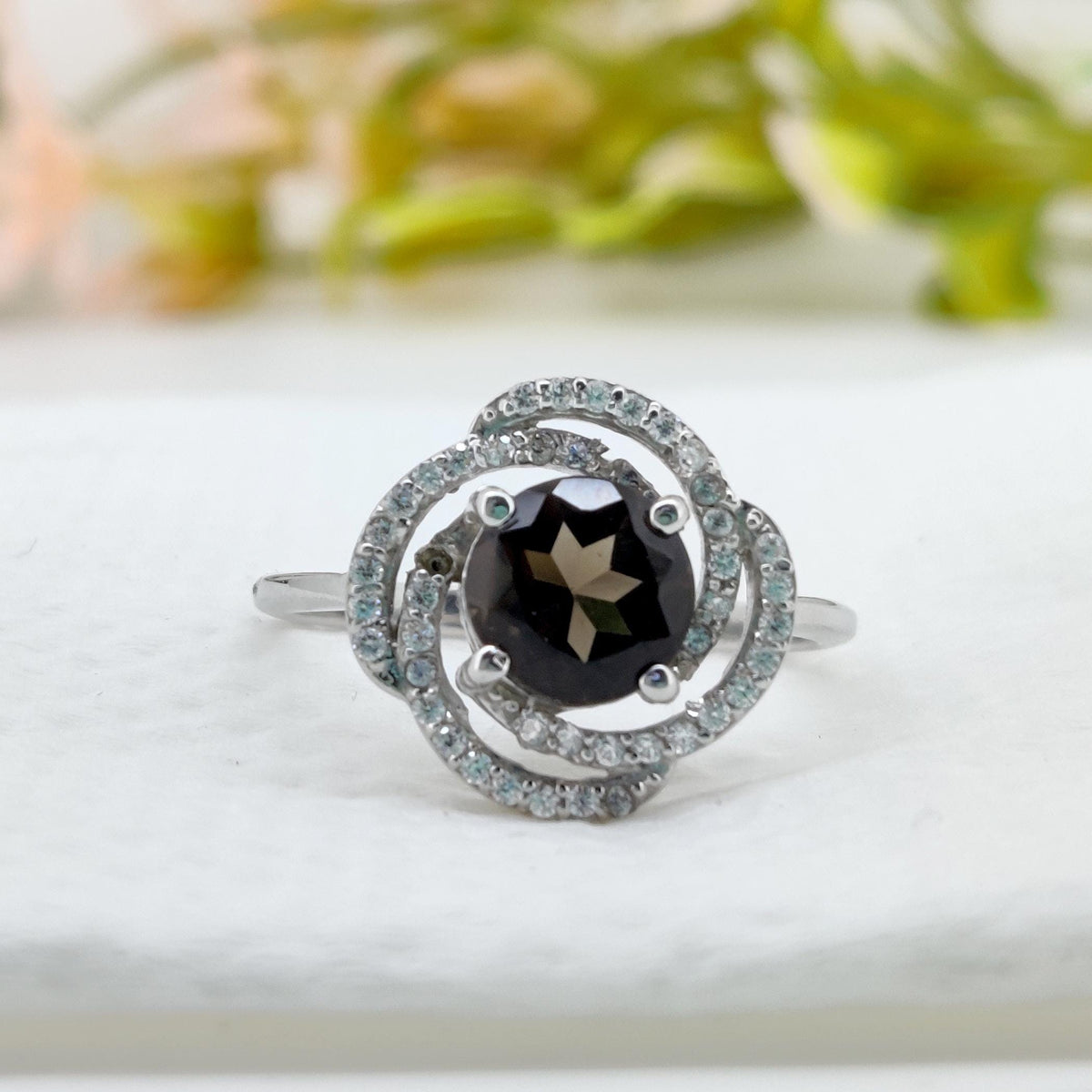 Smoky Quartz Ring: Handmade Sterling Silver, Gemstone Ring Gift For Her