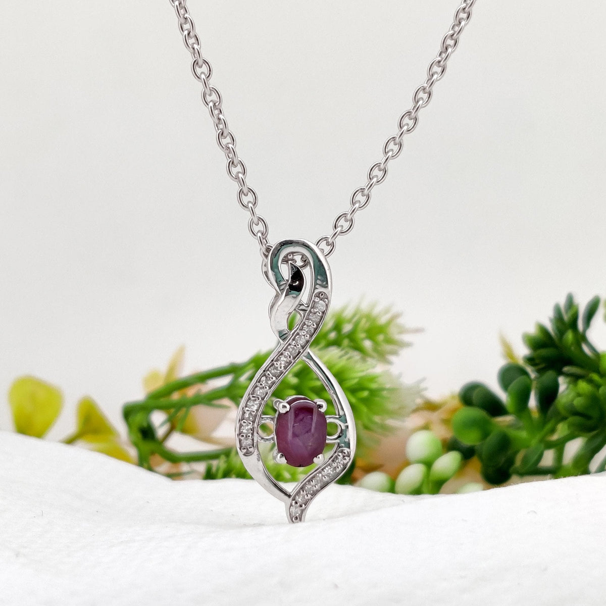 Star Ruby Pendant, Handmade Women's Jewelry Silver, July Birthstone, Anniversary Gift for her