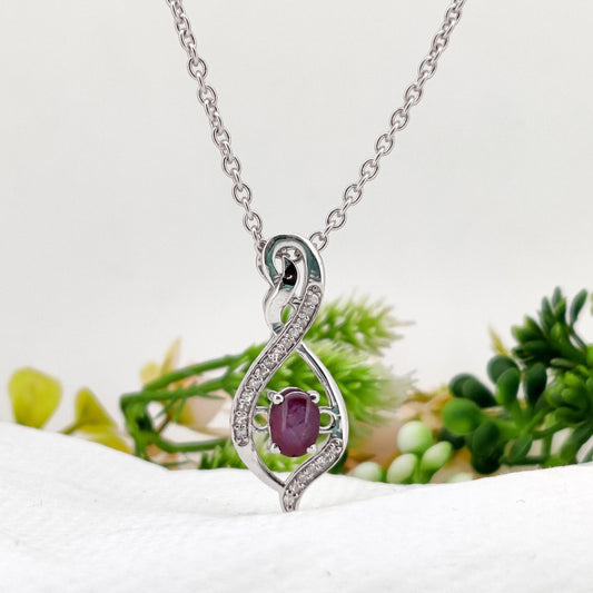 Star Ruby Pendant, Handmade Women's Jewelry Silver, July Birthstone, Anniversary Gift for her