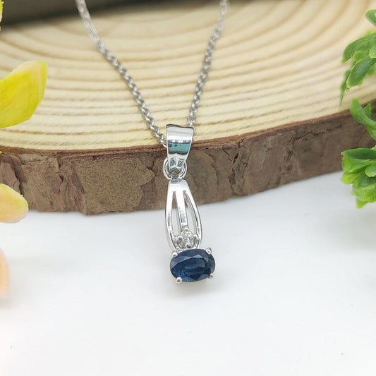 Natural Blue Sapphire Pendant-925 Sterling Silver-September Birthstone-Sapphire Jewelry