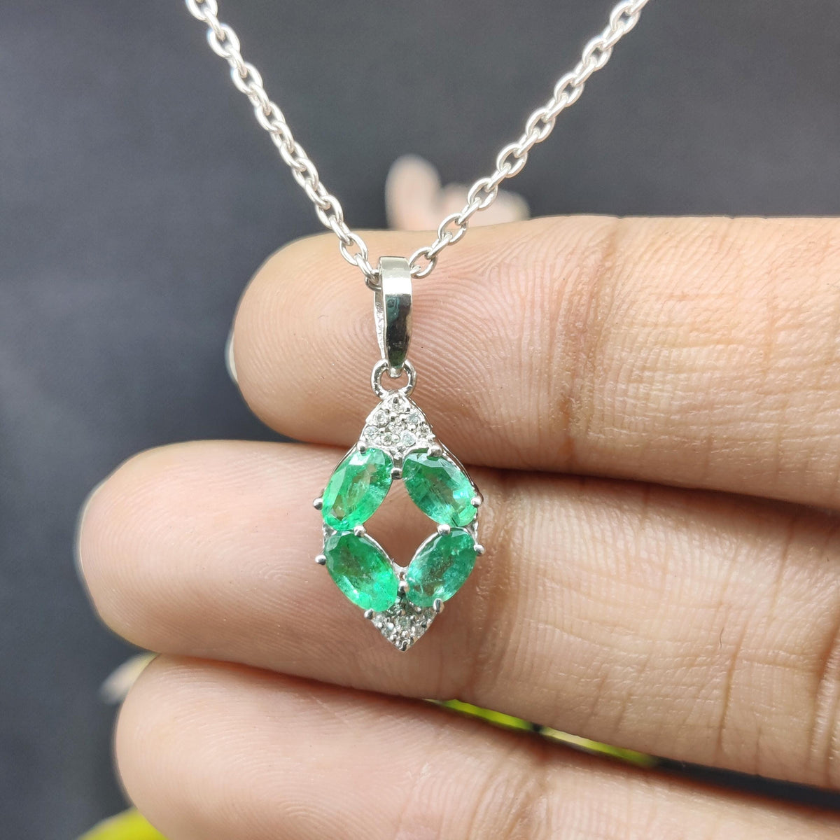 Natural Emerald Pendant- Sterling Silver-May Birthstone Jewelry-Green Emerald Jewelry-Gift for wife