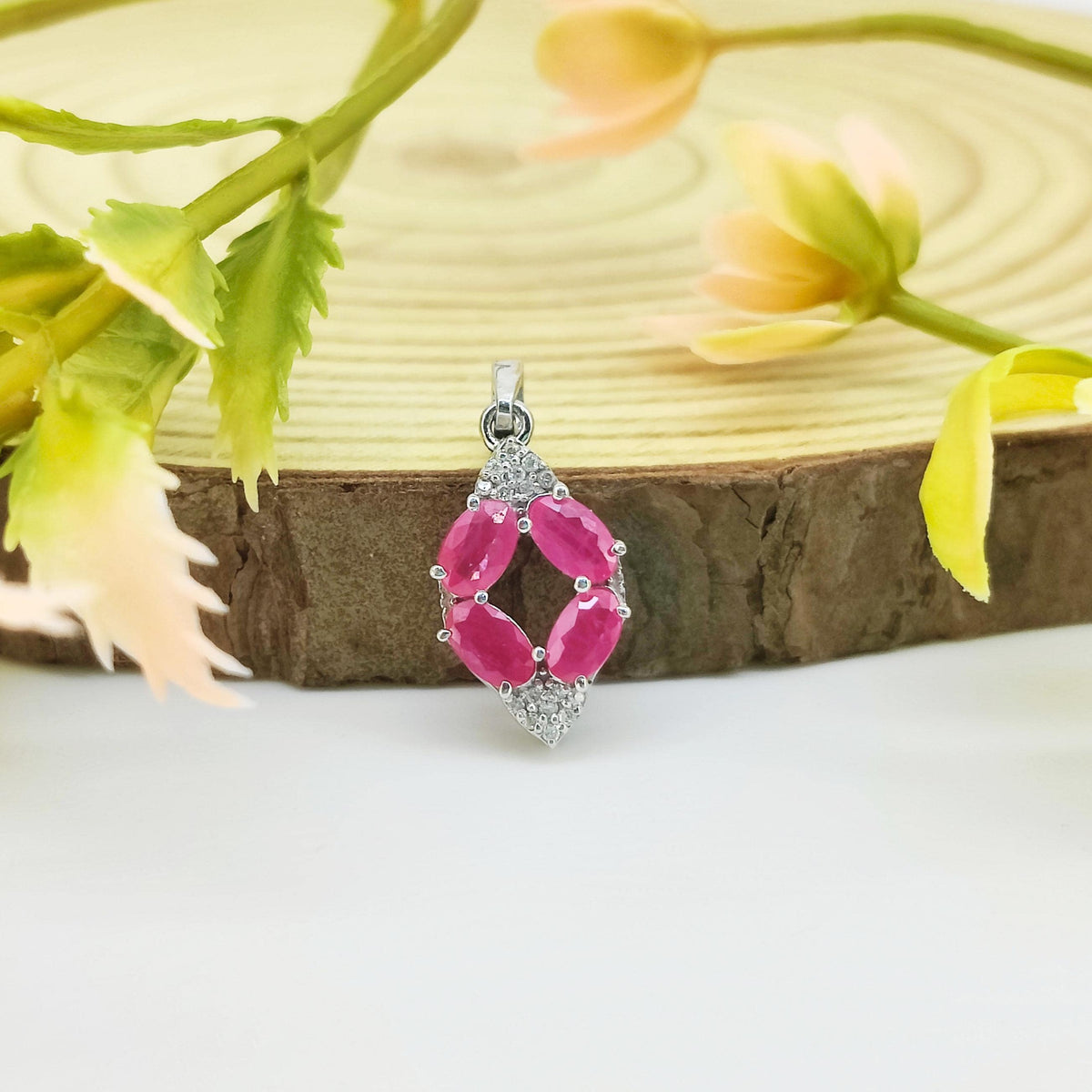 Natural Ruby Pendant-July Birthstone-925 Sterling Silver Jewelry-Gift for Anniversary