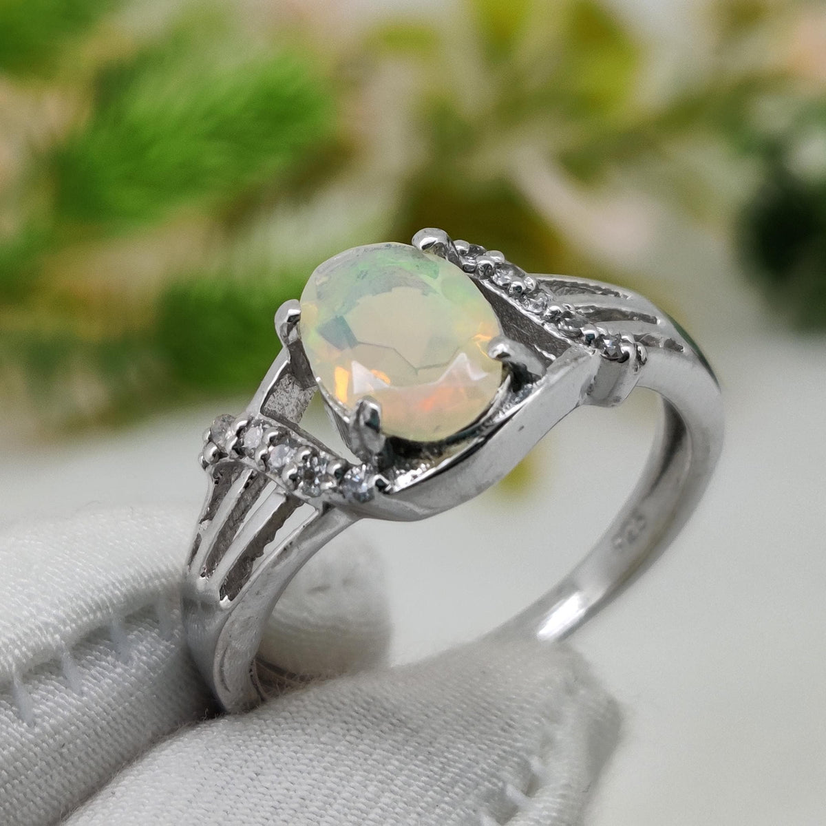 Handmade Ethiopian Opal Ring: Sterling Silver - Minimalist Artisan Gemstone Jewelry