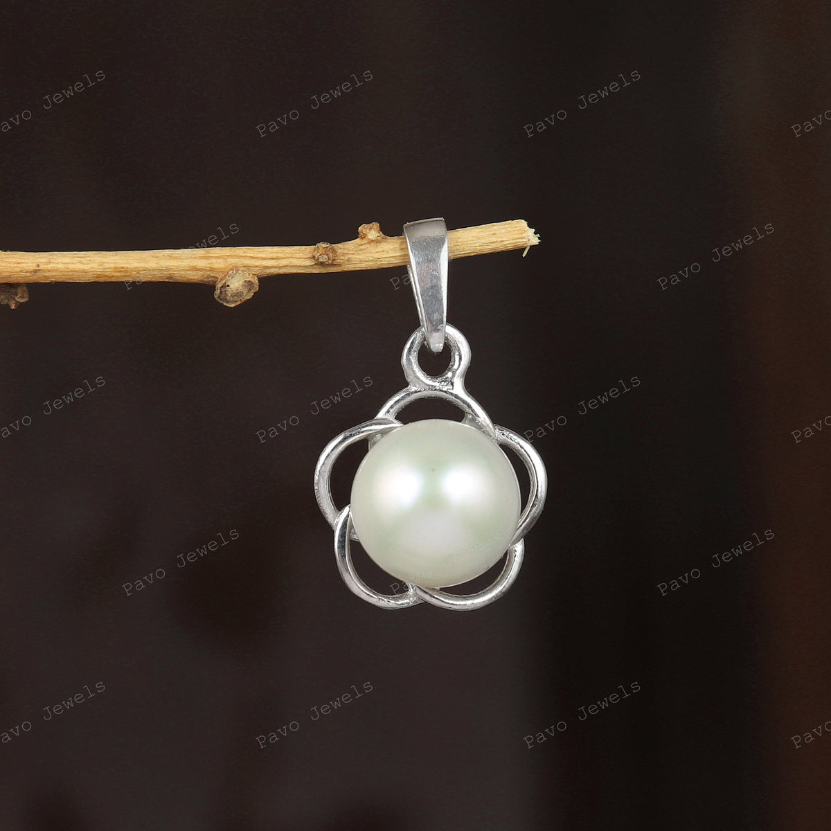 Freshwater Pearl Flower Pendant, Sterling Silver, June Birthstone