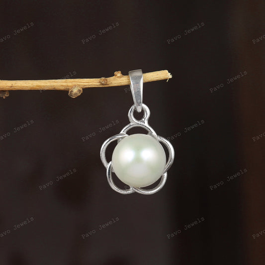Freshwater Pearl Flower Pendant, Sterling Silver, June Birthstone