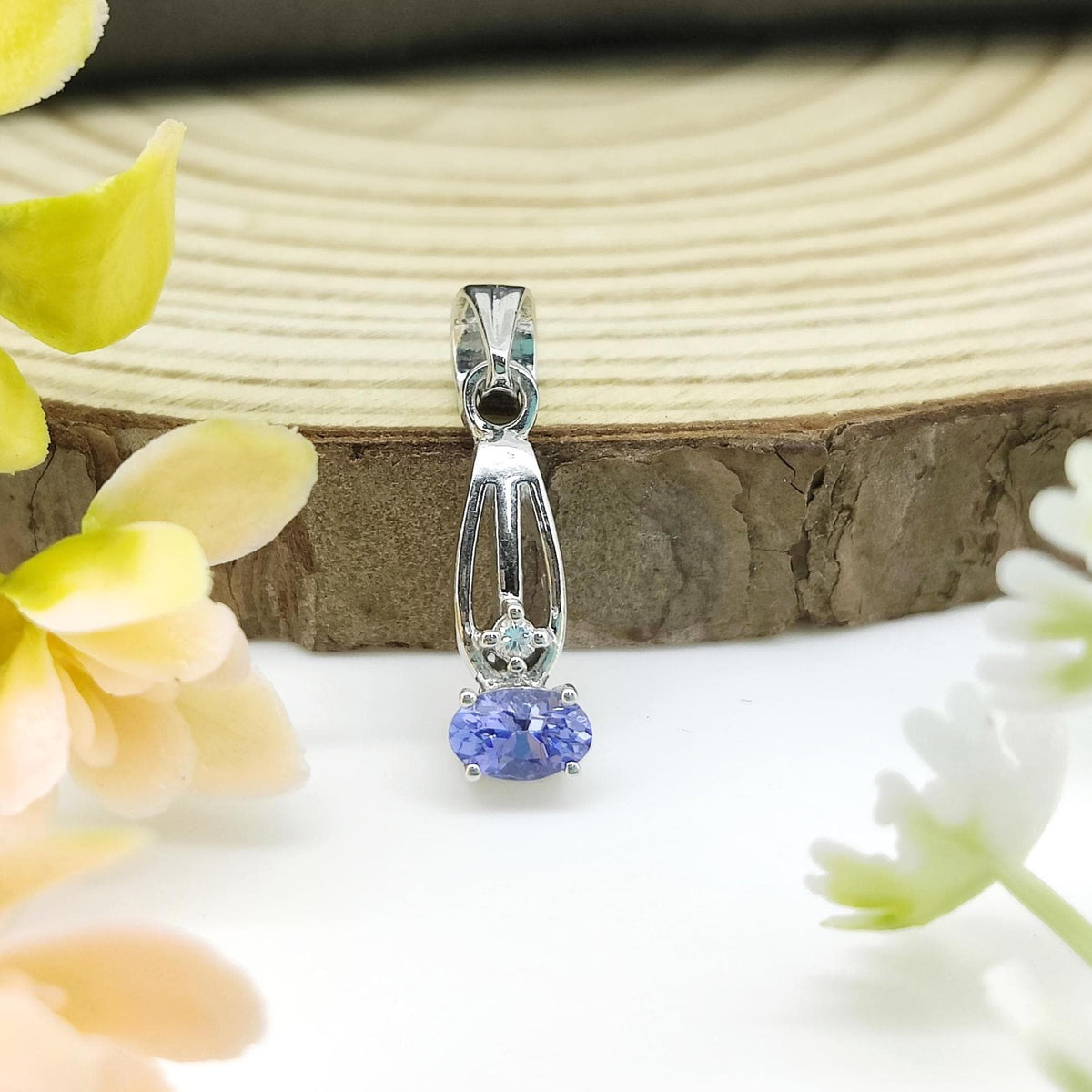 Natural Tanzanite Pendant- 925 Sterling Silver Jewelry-December Birthstone Jewelry-Cubic Zircon Women's Pendant-Birthday Gift