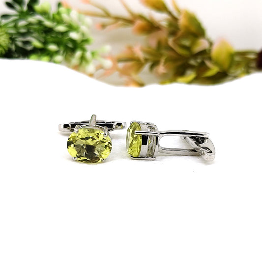 Lemon Topaz Sterling Silver Cufflinks, Custom Men's Jewelry, November Birthstone Gift Him