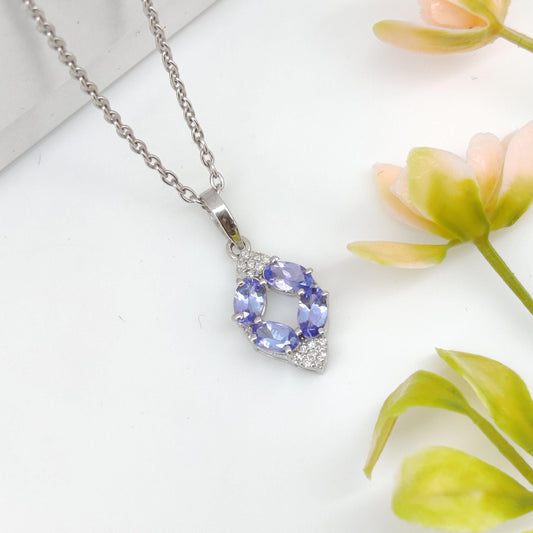 Natural Tanzanite Pendant-925 Sterling Silver-December Birthstone