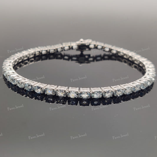 Aquamarine Bracelets, 925 Sterling Silver, Handmade Gemstone Jewelry