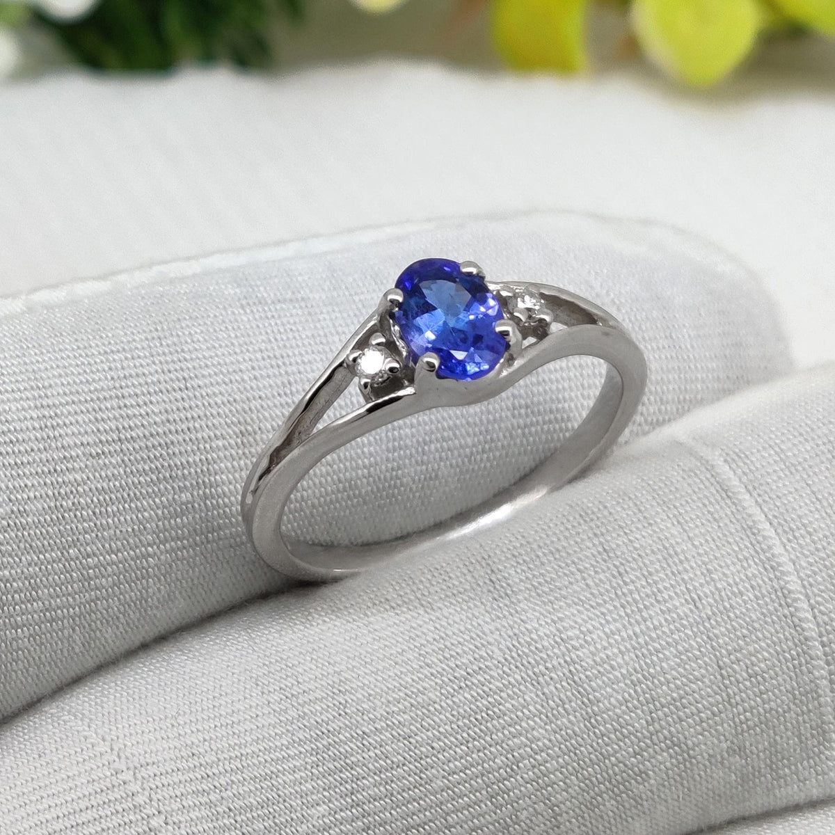Tanzanite Silver Ring, Natural Blue Gemstone Ring, Handmade December Birthstone Gift for Her