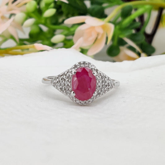 Ruby Silver Ring, Handmade Gemstone Jewelry, July Birthstone Ring, Boho Gift for Her