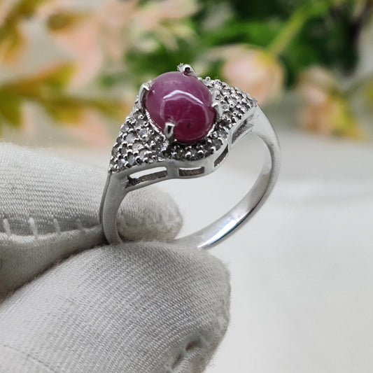 Handmade Ruby Star Ring 925 Silver, Unique Boho Gemstone Jewelry, Red Stone Promise Ring
