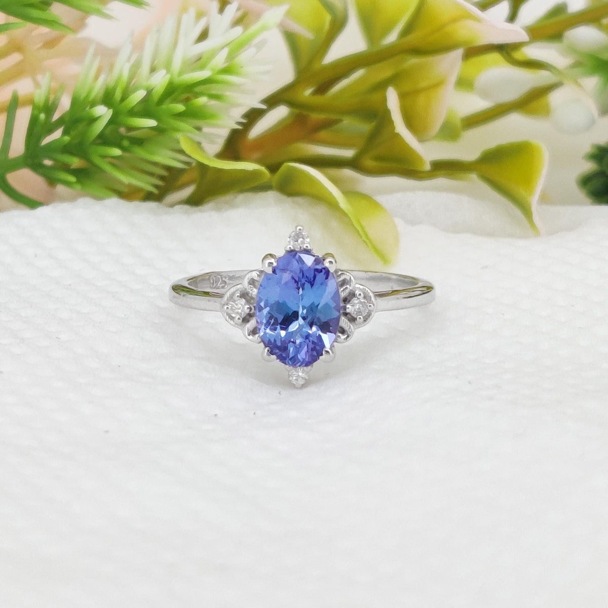 Oval Tanzanite Ring, Sterling Silver Solitaire, Natural December Birthstone, Boho Style