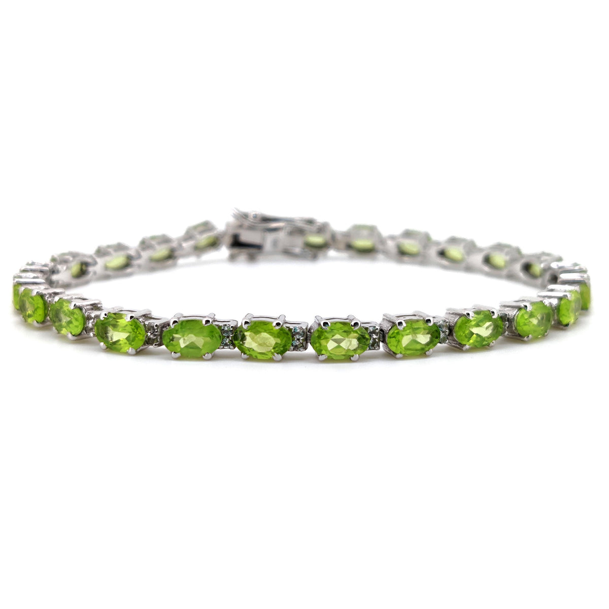 Peridot Tennis Bracelet, 925 Sterling Silver, Oval Green Gemstone, August Birthstone, Handmade Jewelry