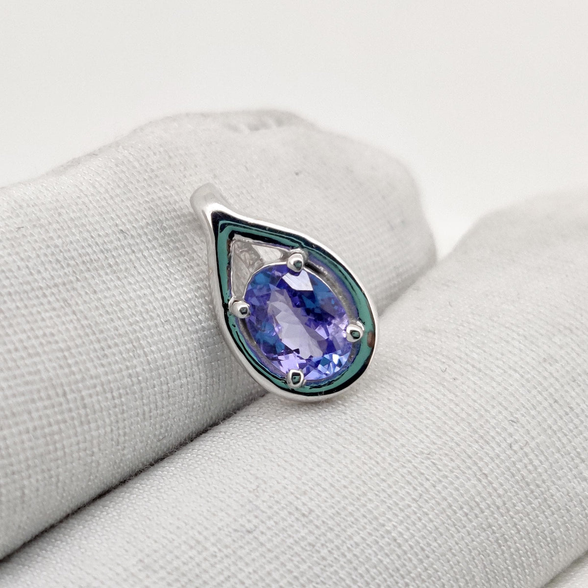 Oval Tanzanite Pendant, 925 Sterling Silver Teardrop Necklace, December Birthstone Gift