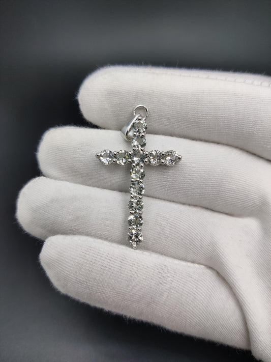 Green Amethyst Holy Cross Pendant: 925 Sterling Silver Necklace