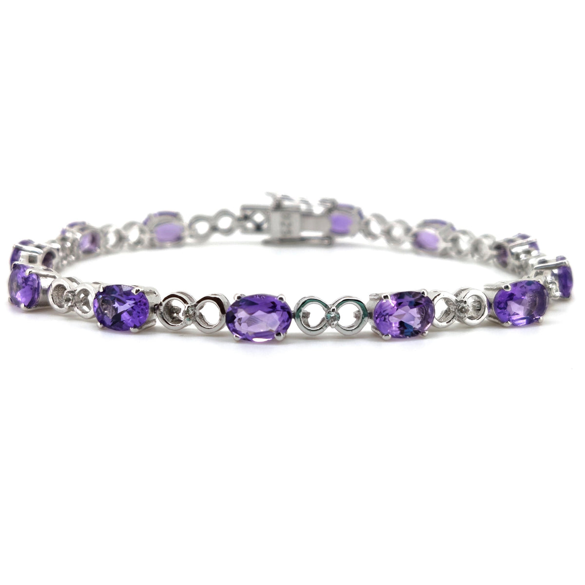 Amethyst Tennis Bracelet, Sterling Silver, Oval Purple Gemstone, February Birthstone Jewelry
