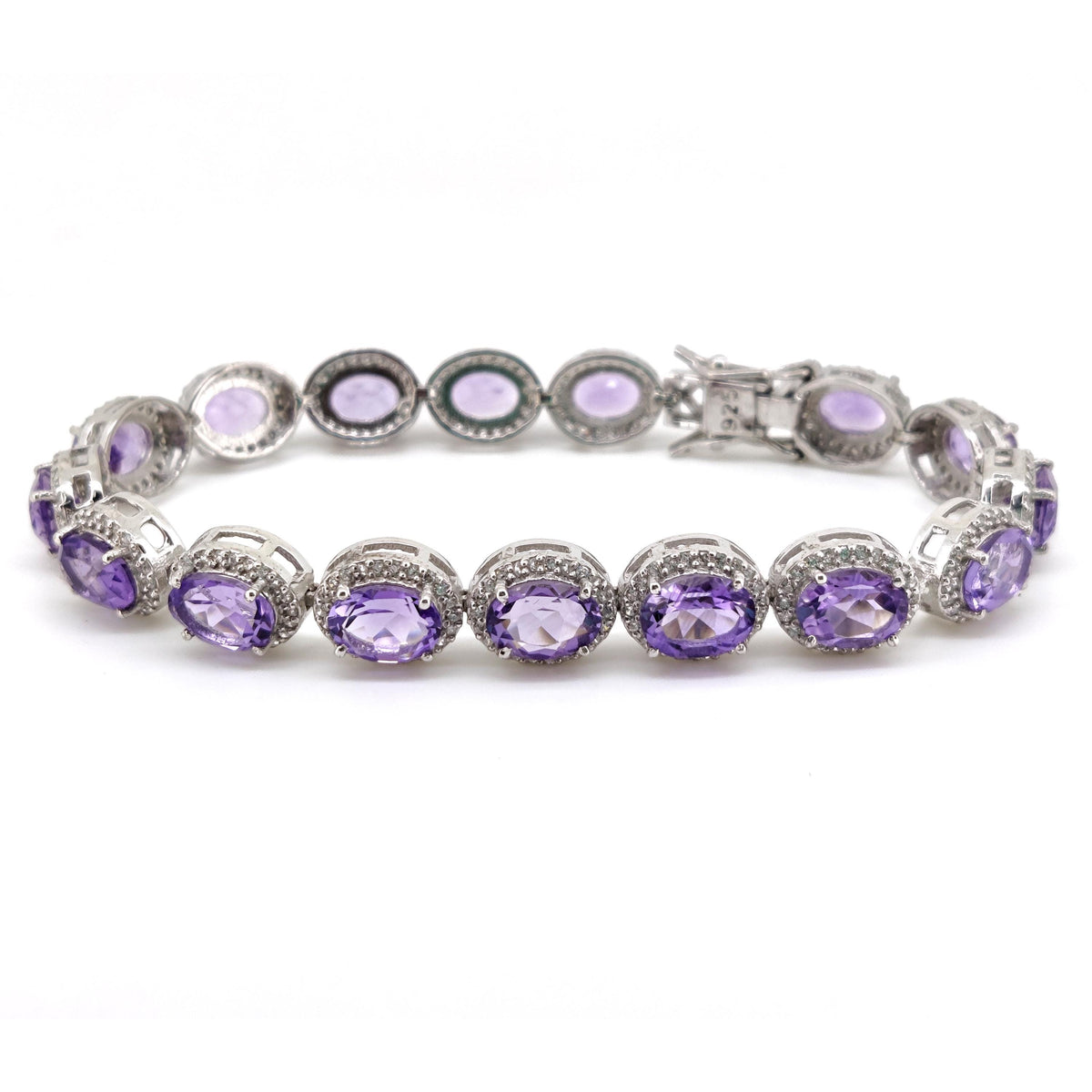 Oval Amethyst Tennis Bracelet, 925 Sterling Silver, February Birthstone, Handmade Jewelry