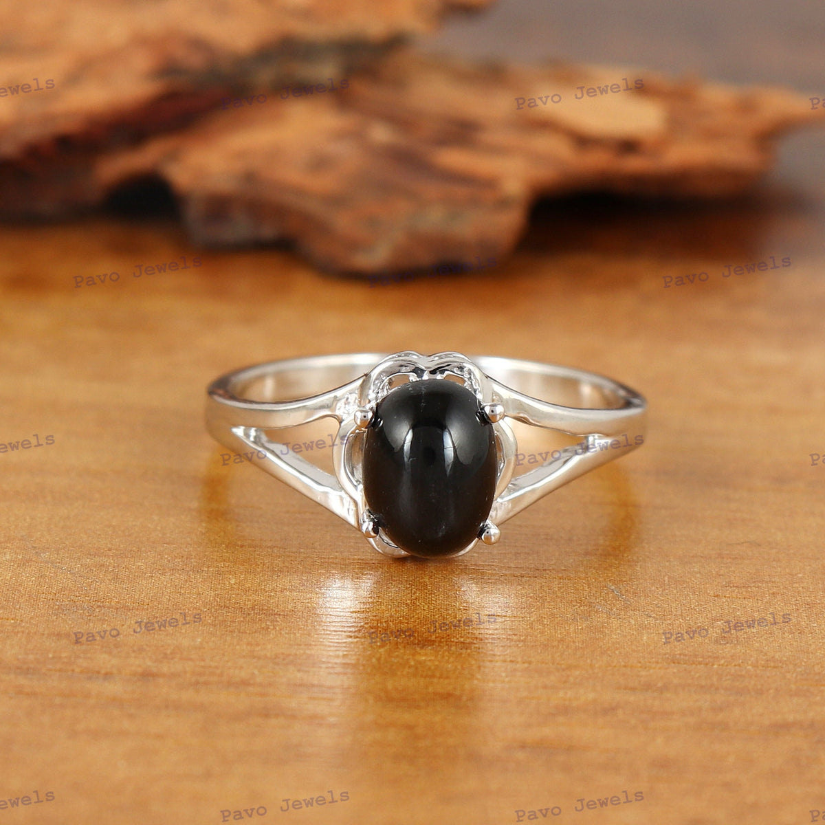 Natural Black Star Ring • Sterling Silver Statement Ring • Boho Anniversary Gift for Her