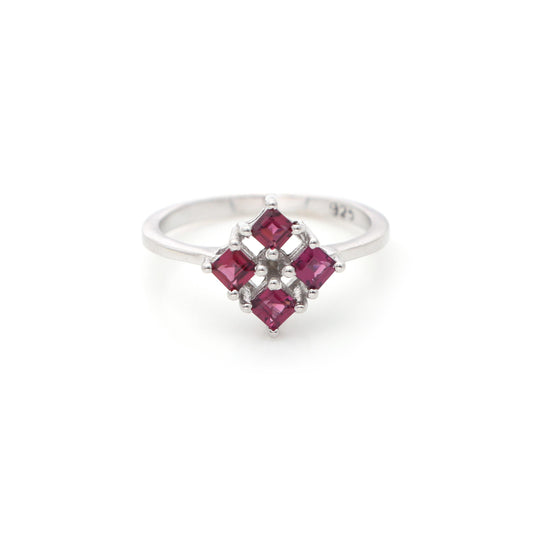 Rhodolite Garnet Ring, 925 Sterling Silver Gemstone Jewelry, Handmade Boho Anniversary Gift