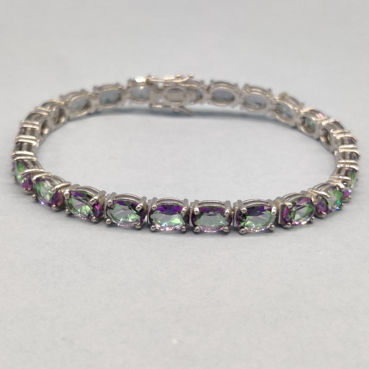 Mystic Topaz Gemstone Bracelet: 925 Sterling Silver Tennis Jewelry