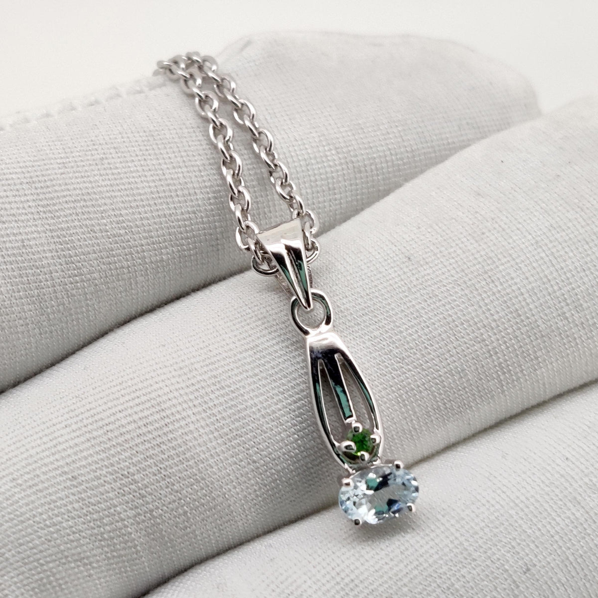 Natural Aquamarine Pendant, Sterling Silver Necklace, Aquamarine Jewelry, March Birthstone, Anniversary Gift