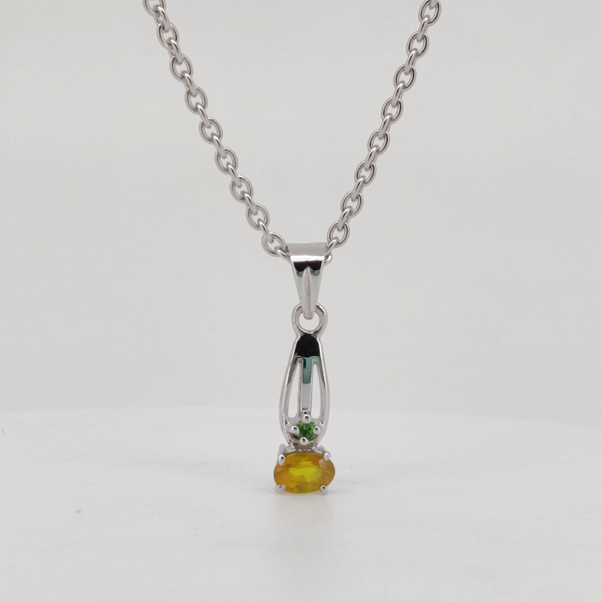 Natural Yellow Sapphire Pendant, Sterling Silver Necklace, Sapphire Jewelry, September Birthstone, Anniversary Gift