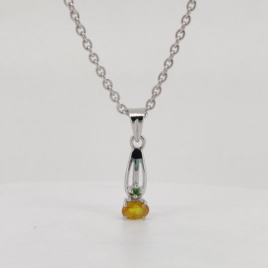 Natural Yellow Sapphire Pendant, Sterling Silver Necklace, Sapphire Jewelry, September Birthstone, Anniversary Gift