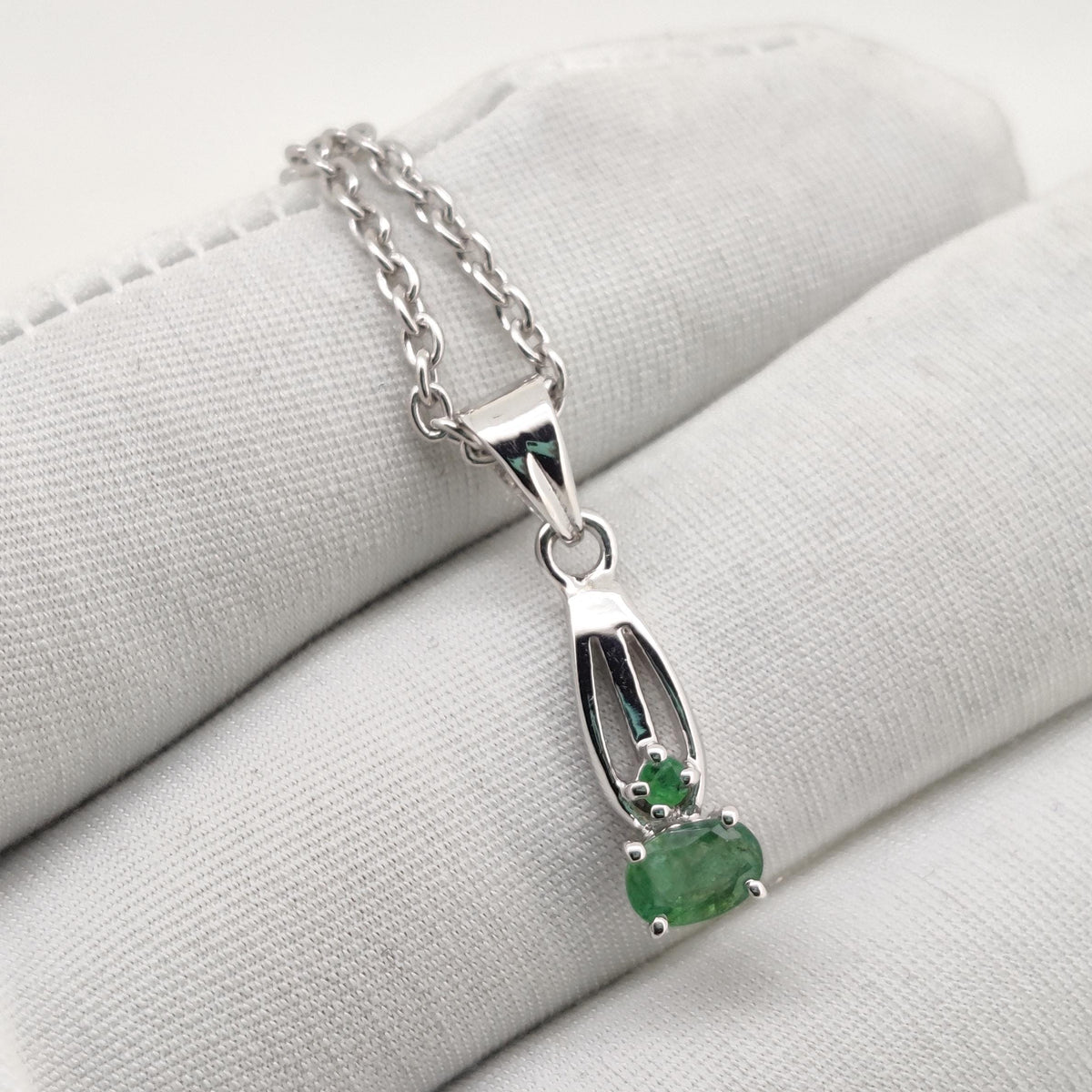 Natural Emerald Pendant, Sterling Silver Necklace, Emerald Jewelry, May Birthstone, Anniversary Gift