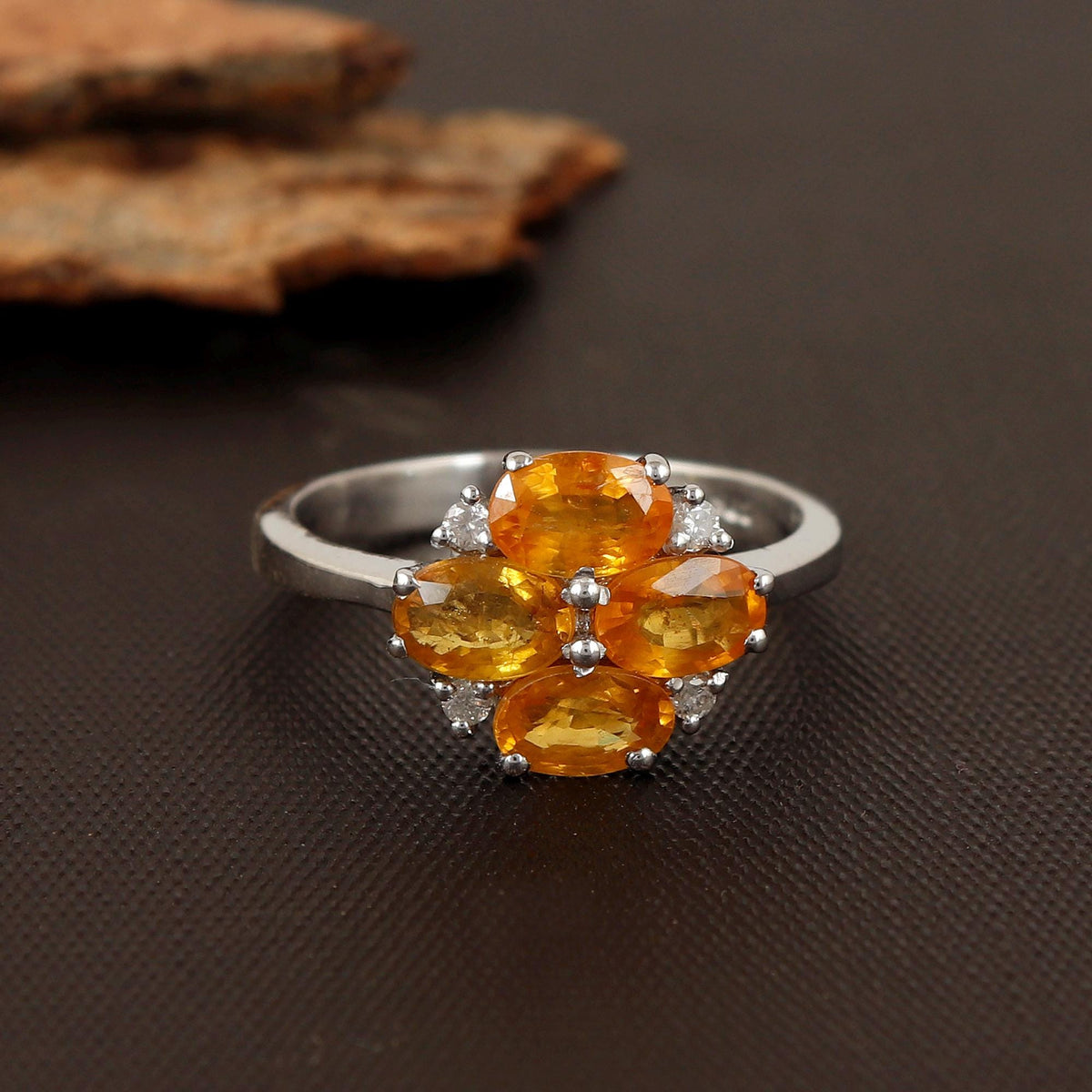 Oval Yellow Sapphire Ring: Sterling Silver September Birthstone