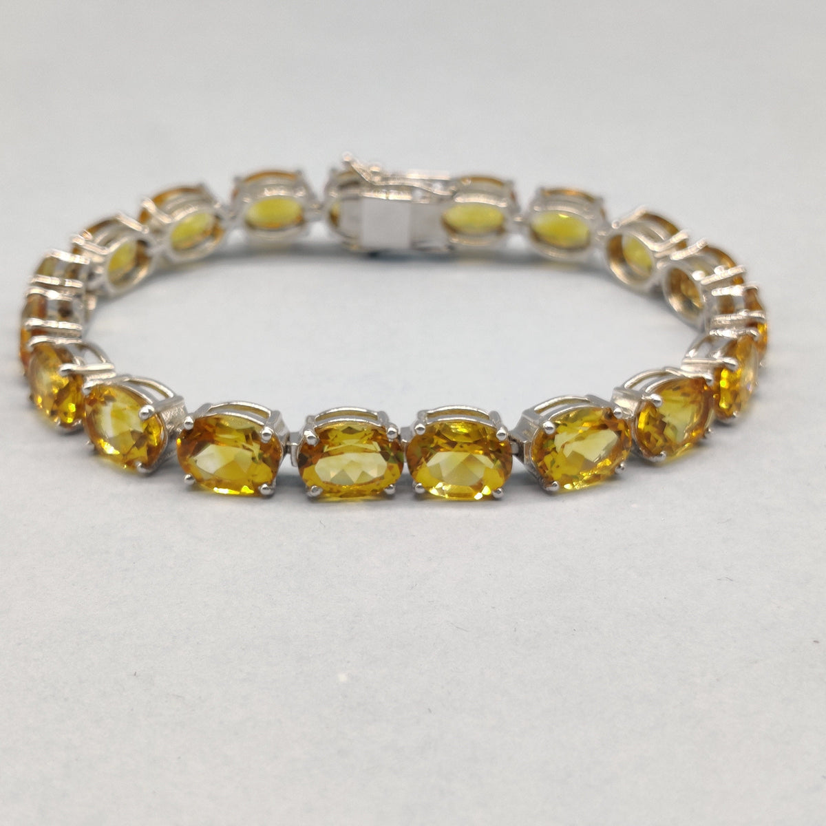 Oval Citrine Sterling Silver Bracelet, 9X7mm Gemstone Anniversary Jewelry