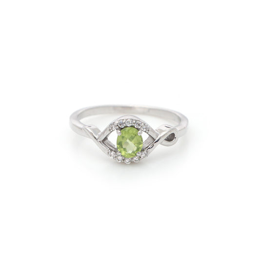 Oval Peridot Ring: Sterling Silver August Birthstone Ring