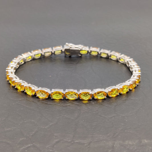 Orange Sapphire Tennis Bracelet, 925 Sterling Silver, Natural Gemstone Jewelry