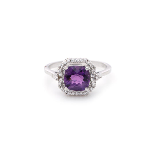 Natural Amethyst Gemstone Ring-925 Sterling Silver Rings-Amethyst Jewelry-February Birthstone