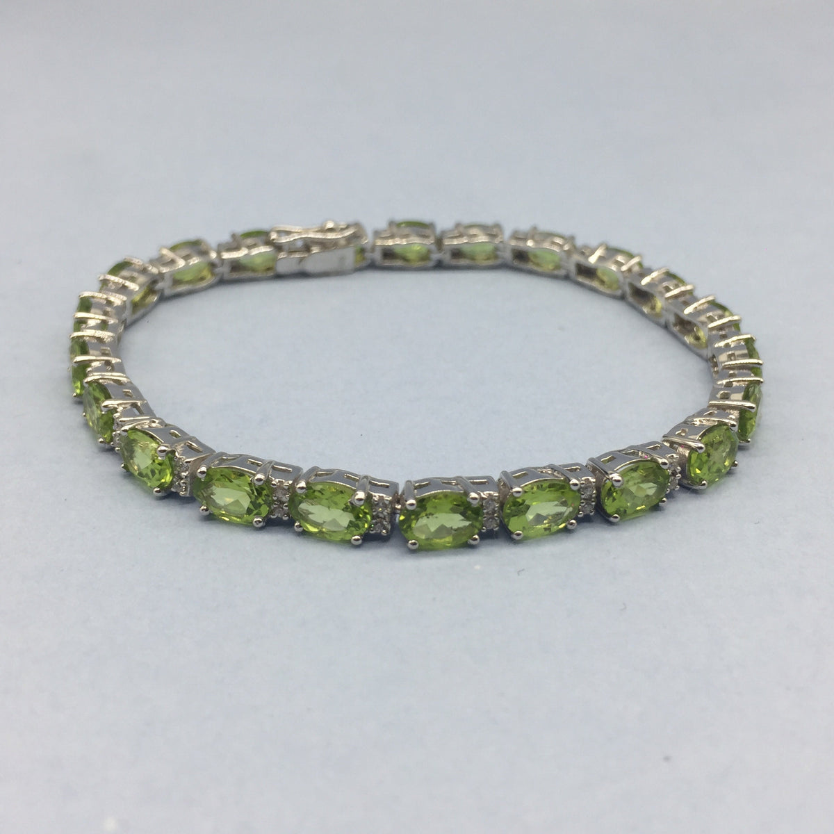 Natural Peridot Bracelet Sterling Silver Birthstone Tennis Bracelet