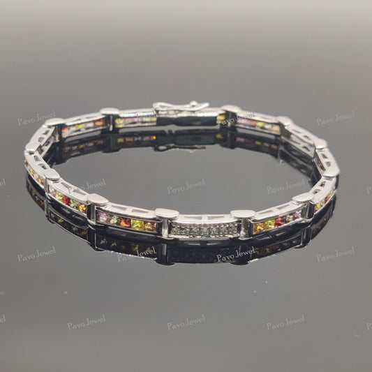 Multi Sapphire Bracelet, Natural Sapphire Gemstone Jewelry, Gift for Women