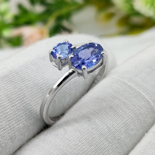 Natural Tanzanite Sterling Silver Ring, Blue Tanzanite Jewelry, December Birthstone, Gifts For Her