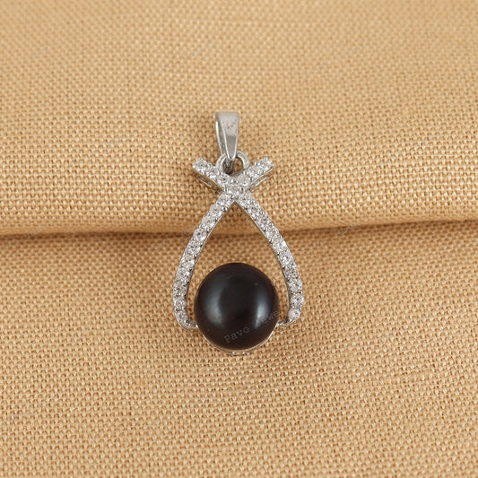 Black Pearl Pendant: Sterling Silver, Cubic Zircon Gemstone