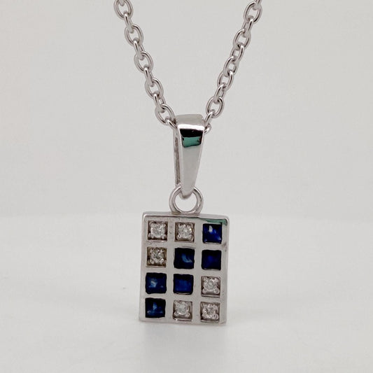 Natural Sapphire Gemstone Pendant Sterling Silver Diamond Handmade Jewelry September Birthstone Gift For Her