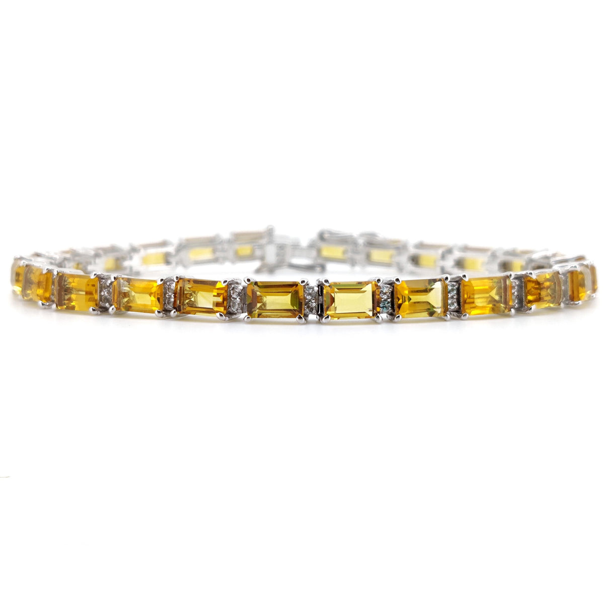Natural Citrine Octagon Cut Tennis Bracelet, 925 Sterling Silver, November Birthstone Jewelry