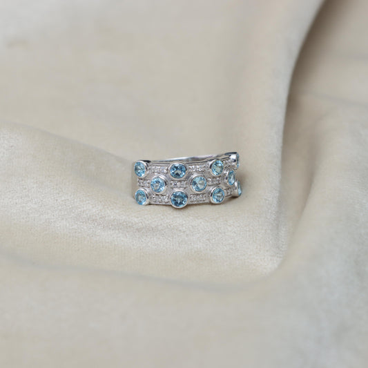 Sterling Silver Swiss Blue Topaz Ring: December Birthstone, Minimalist Promise Ring