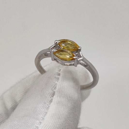 Natural Citrine Ring: Silver Handmade Statement Ring, Yellow Gemstone