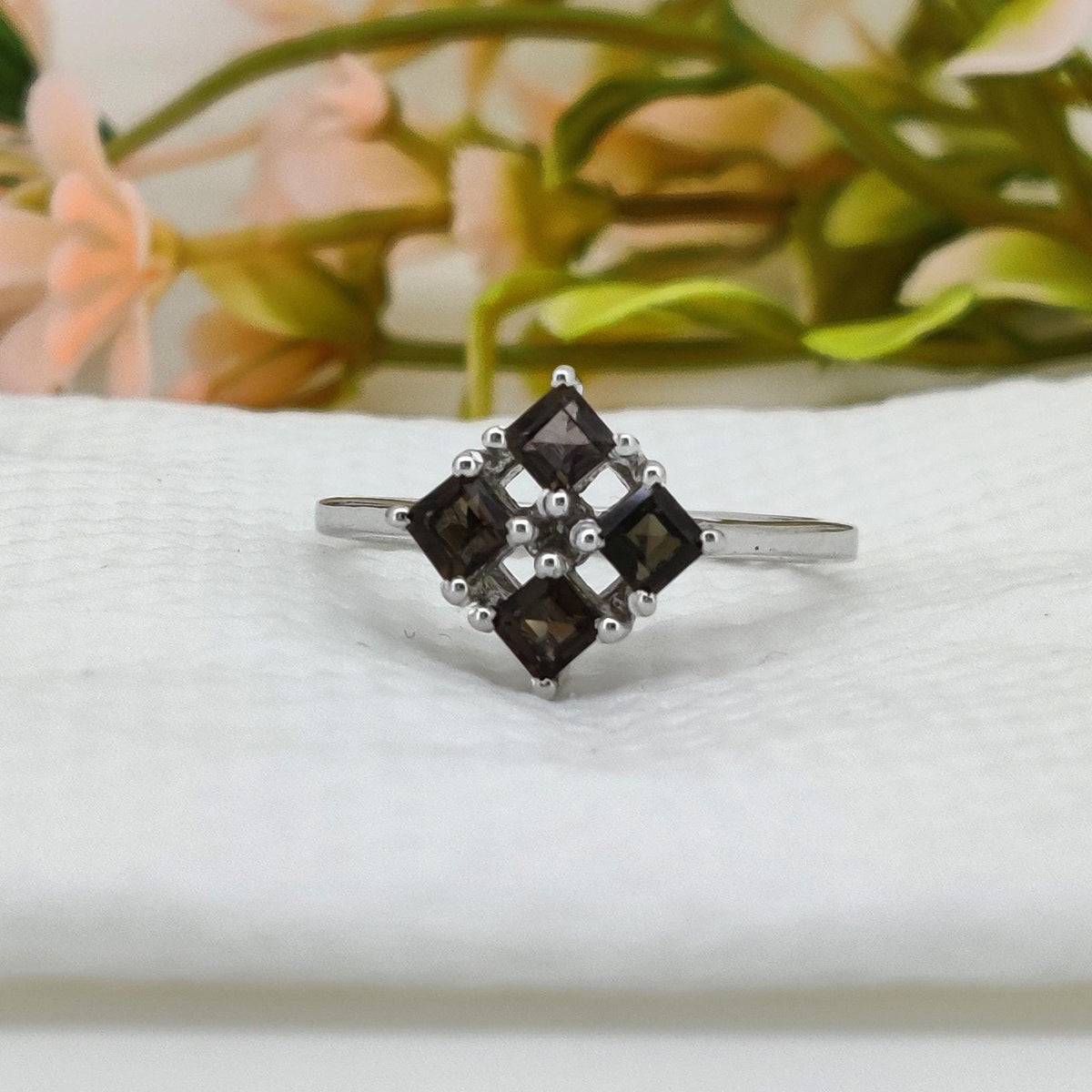 Natural Smoky Quartz Ring: Sterling Silver Cocktail Rings, Gift For Her