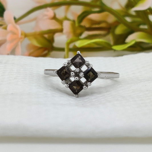 Natural Smoky Quartz Ring: Sterling Silver Cocktail Rings, Gift For Her