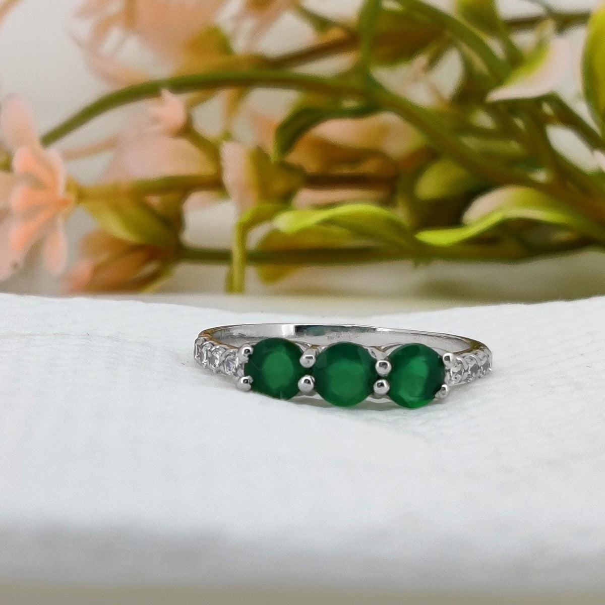 Natural Green Onyx Ring, Handmade Silver Statement Ring, Gift for Her