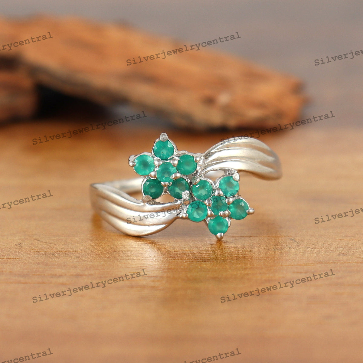 Green Onyx Statement Ring: 925 Silver Handmade Ring Boho Gift
