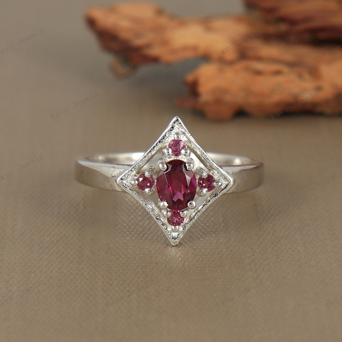 Rhodolite Garnet Ring: Oval Pink Gemstone, Sterling Silver