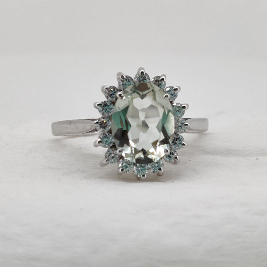 Green Amethyst Ring for Women Handmade Unique Gemstone Jewelry Gift