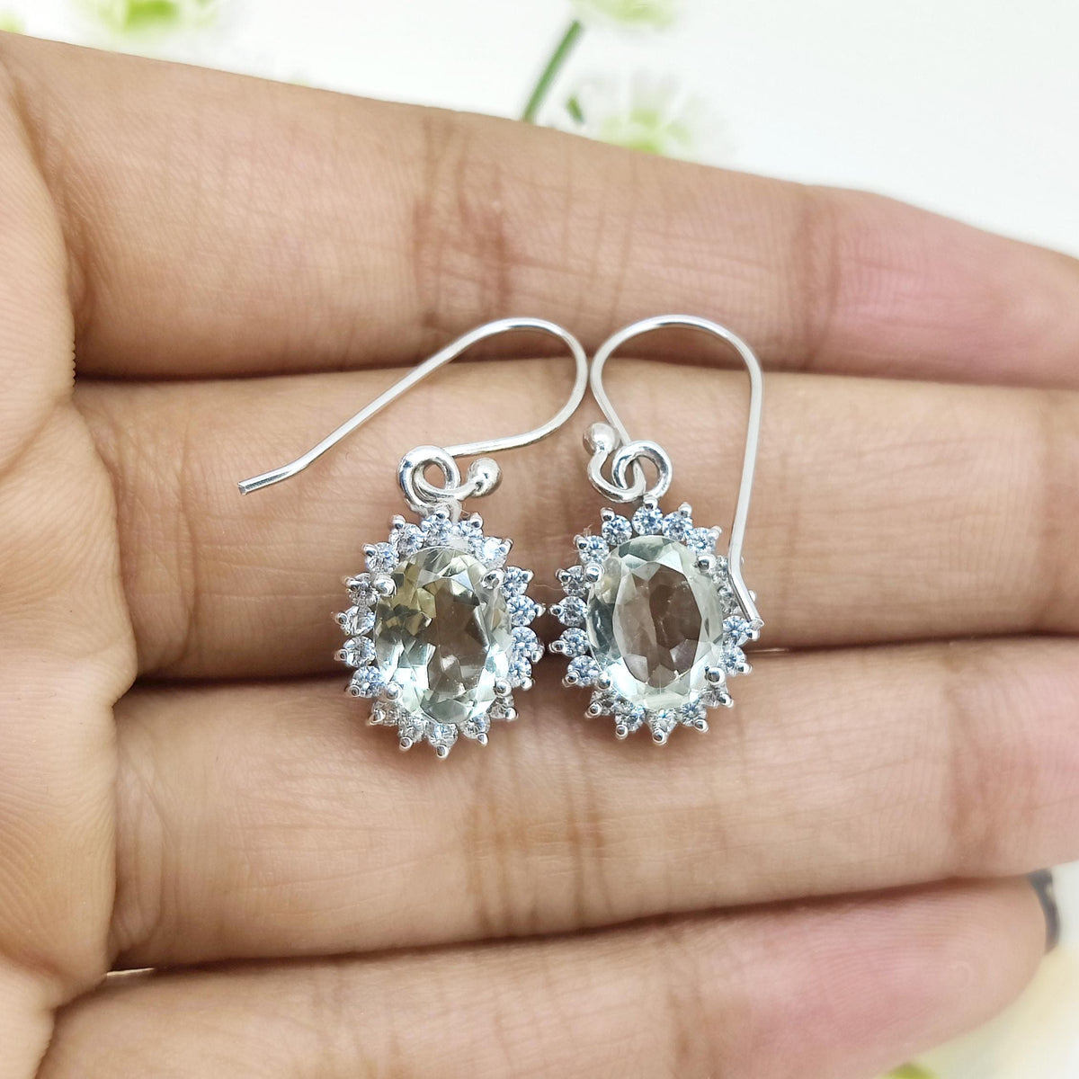 Green Amethyst Sterling Silver Earrings: February Birthstone Jewelry